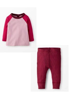 Hanna Andersson Pink Cherry Lacquer Baseball T-Shirt & Leggings Outfit Set 6-12M